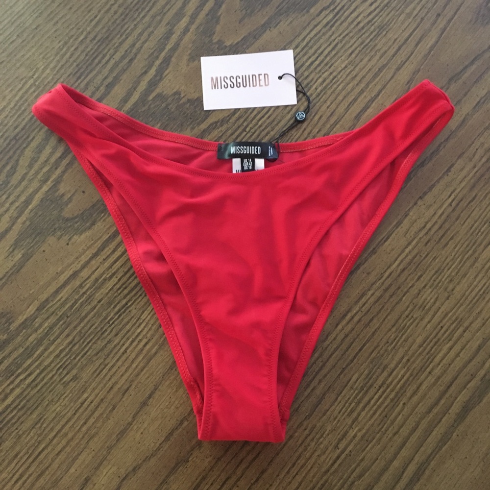 High Cut High Waisted Red Bikini Bottom